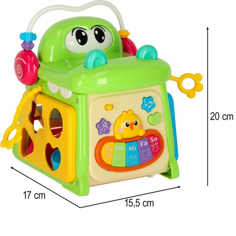 Kostka edukacyjna sorter z pianinkiem krokodyl 4w1 Kostka edukacyjna sorter z pianinkiem krokodyl 4w1