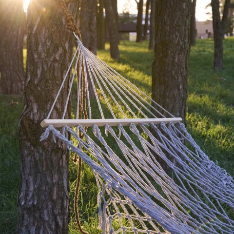 Hamak ogrodowy boho siatka frędzle leżak wiszący makrama 200cm Szary Hamak ogrodowy boho siatka frędzle leżak wiszący makrama 200cm Szary